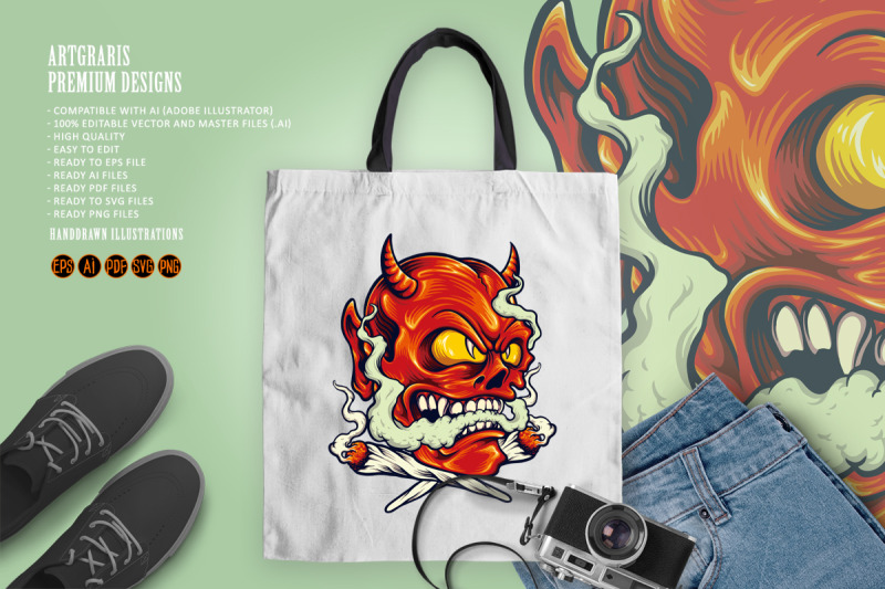 red-devil-vape-weed-smoking-illustrations