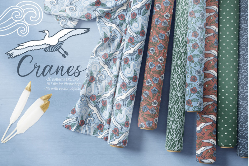 cranes-birds-pattern-collection