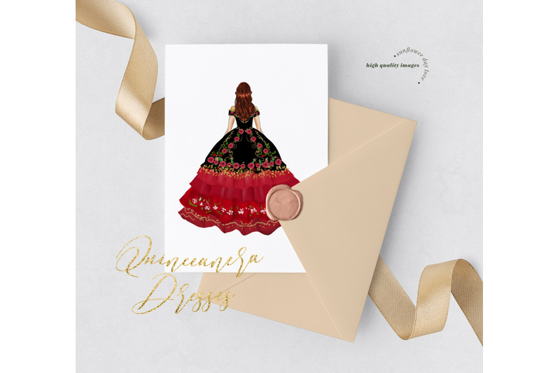 mexican-black-amp-red-princess-dresses-miss-quince-clipart