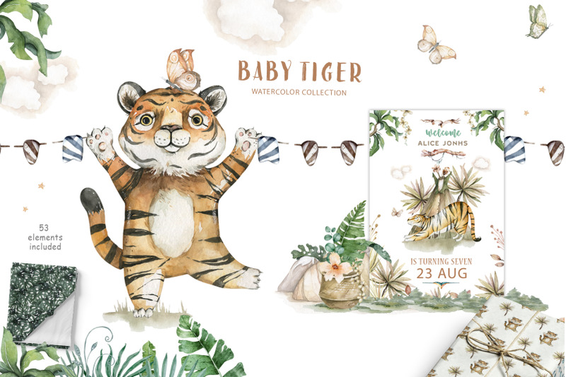 watercolor-tiger-animals-tropic-clipart-jungle-leaves