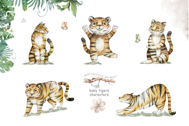watercolor-tiger-animals-tropic-clipart-jungle-leaves