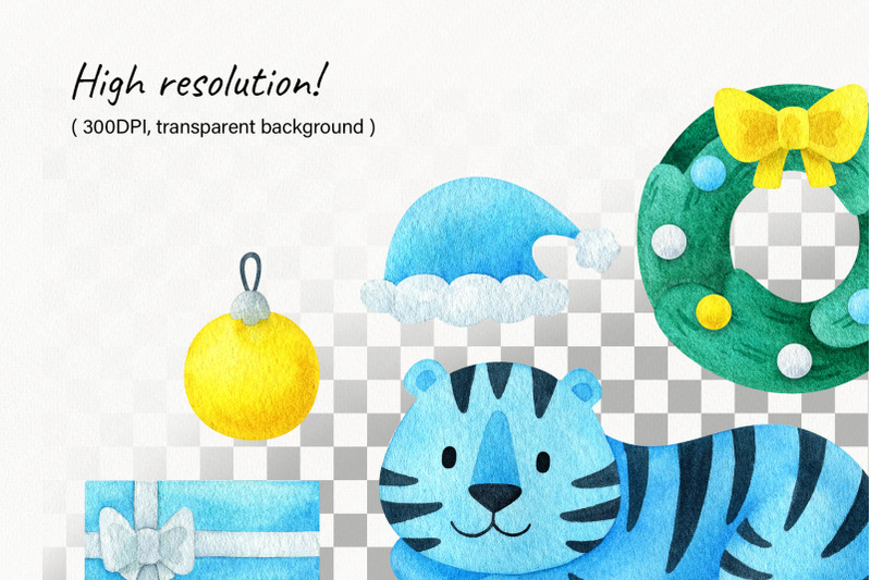 new-year-039-s-collection-of-clipart-2022-watercolor-blue-tigers