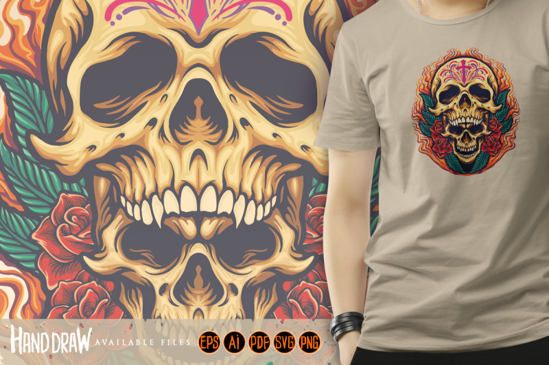 sugar-skull-dia-de-los-muertos-mexican-tattoo-illustrations