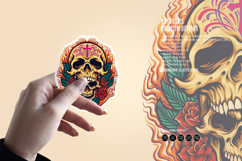 sugar-skull-dia-de-los-muertos-mexican-tattoo-illustrations