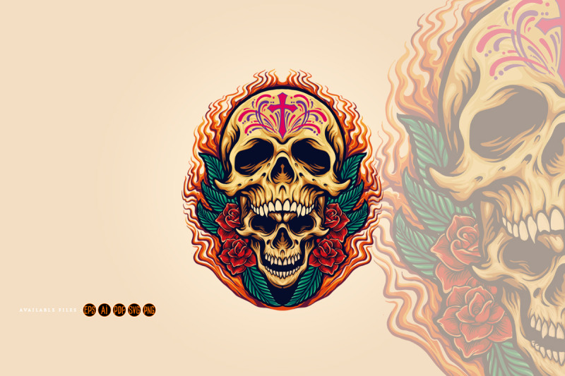 sugar-skull-dia-de-los-muertos-mexican-tattoo-illustrations