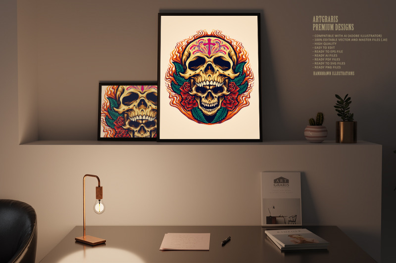 sugar-skull-dia-de-los-muertos-mexican-tattoo-illustrations