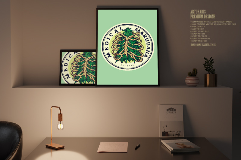 weed-ribcage-logo-medical-marijuana-illustrations