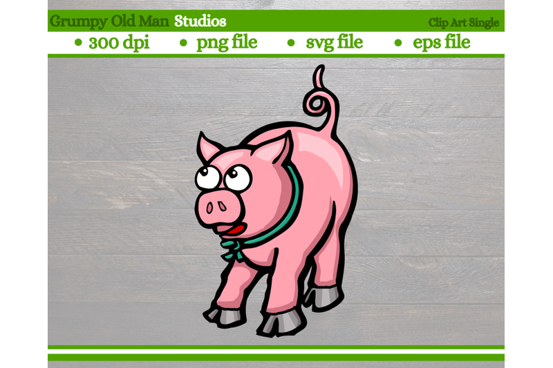 cute-cartoon-pink-pig-with-collar