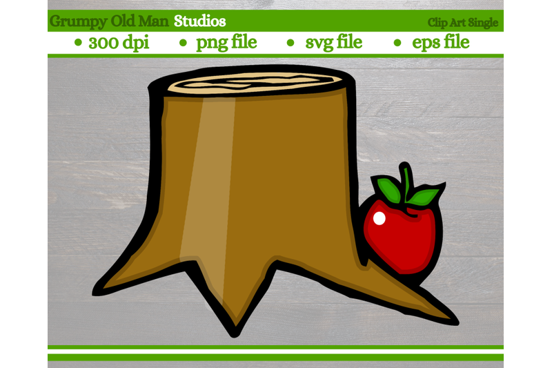 cartoon-tree-stump-with-apple