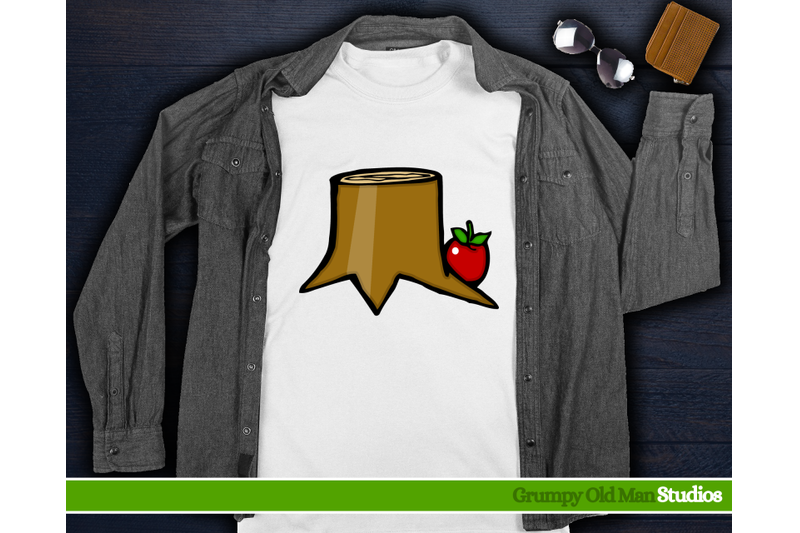 cartoon-tree-stump-with-apple