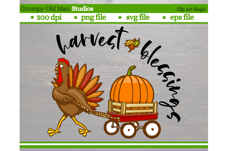 cartoon-turkey-pulling-red-wagon-harvest-blessings