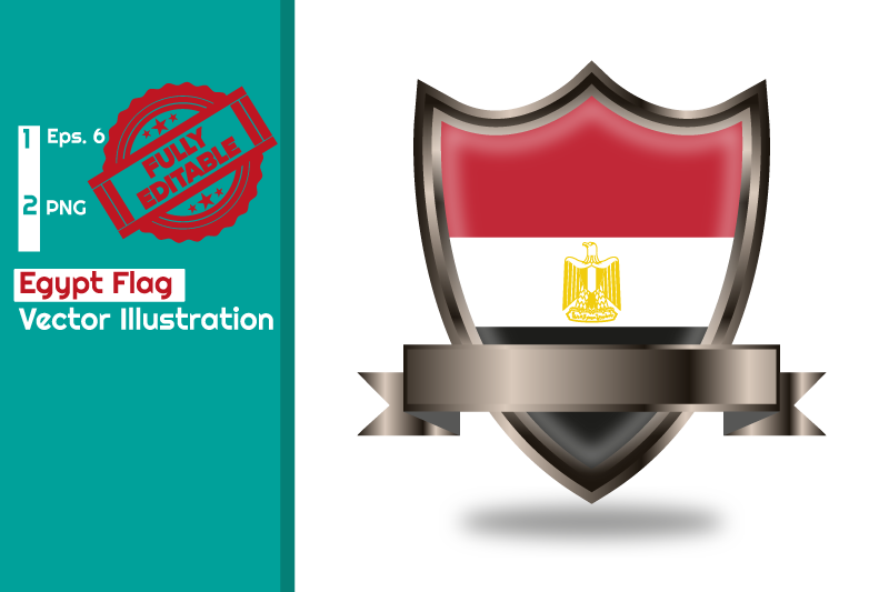 egypt-flag-with-shield-vector-illustration