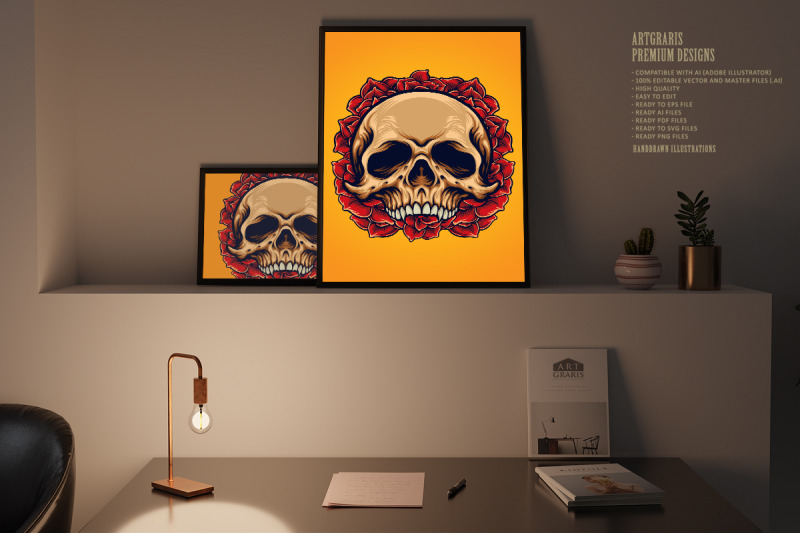 sugar-skull-roses-frame-illustrations