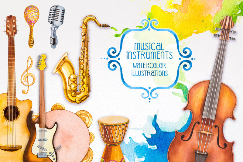 musical-instruments-watercolor-illustrations