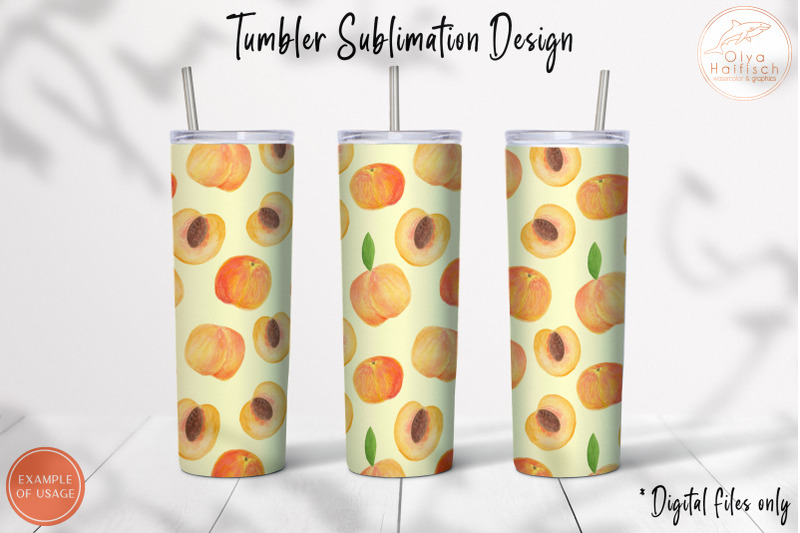 peach-tumbler-sublimation-design-fruit-tumbler-wrap-png