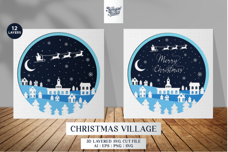 christmas-village-shadow-box-svg-christmas-village-3d-papercut