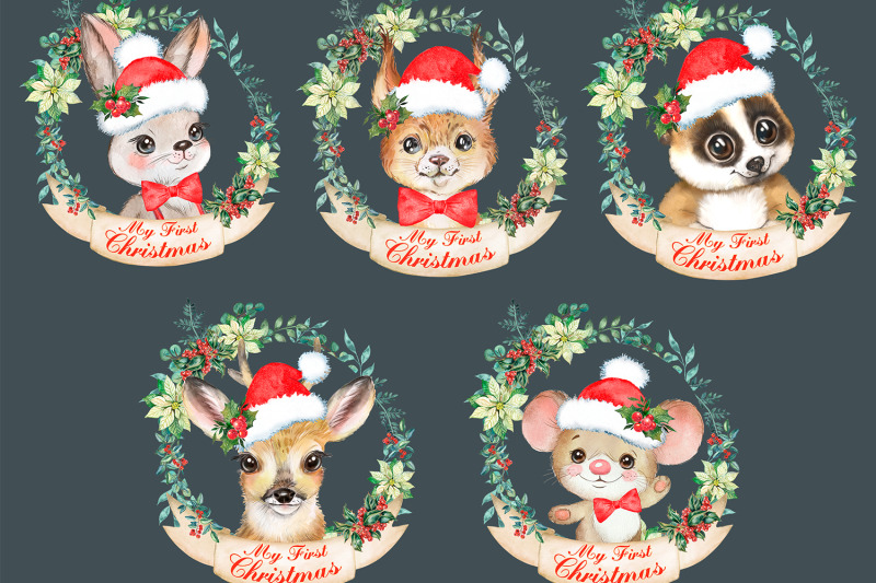christmas-print-with-forest-animals-first-christmas-christmas-print
