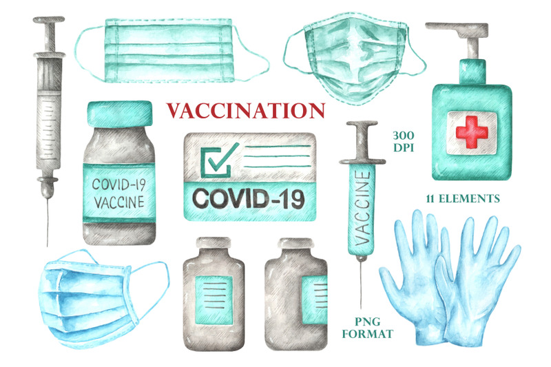 vaccination-covid-watercolor-clipart-health-medicine-vaccine-mask