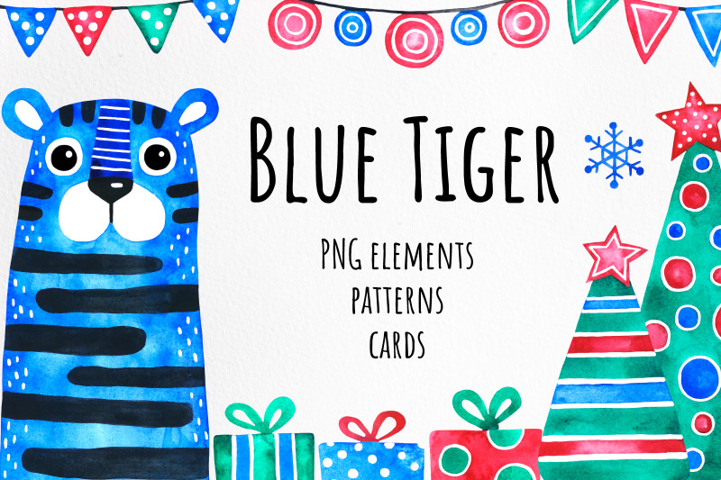 blue-tiger-watercolor-clipart-patterns