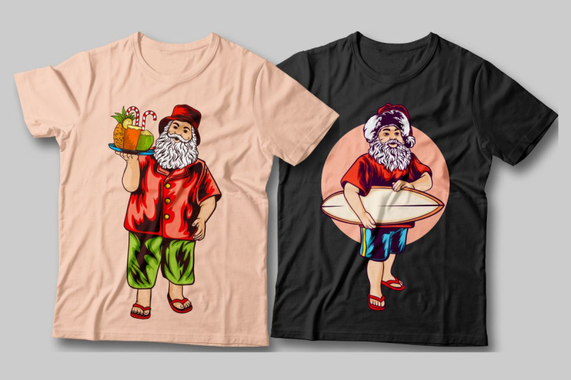 cool-santa-claus-vector-illustration-christmas-t-shirt-designs-bundle