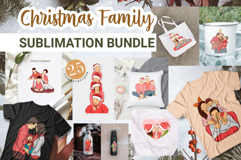 christmas-family-illustrations-clipart-sublimation-bundle