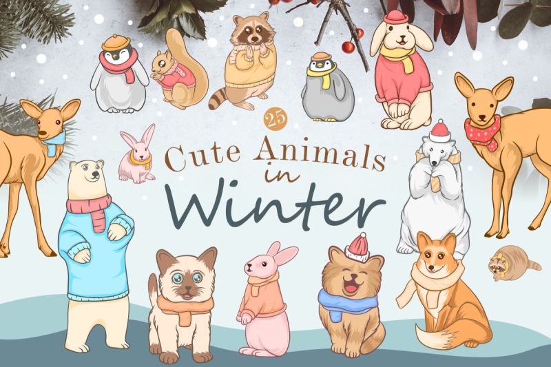 cute-animals-in-winter-clipart-sublimation-bundle
