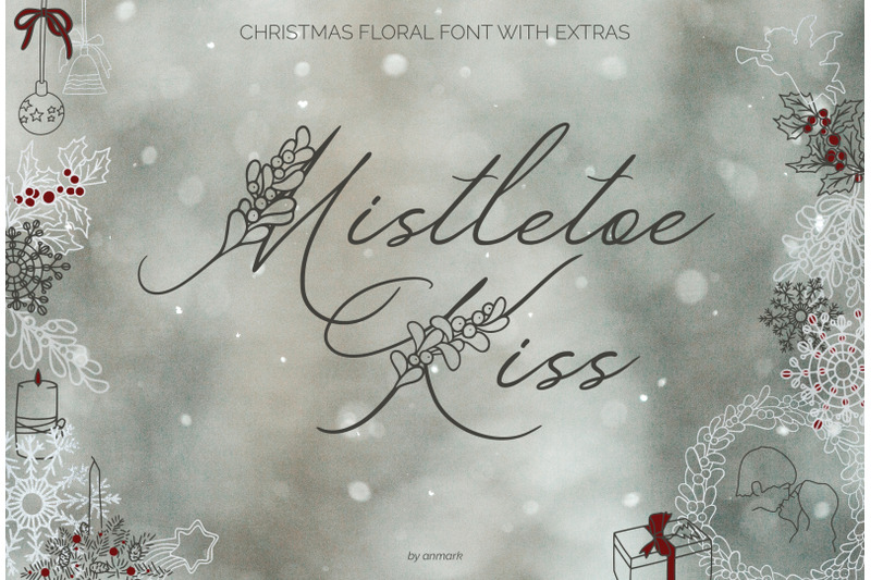 mistletoe-kiss-christmas-floral-font