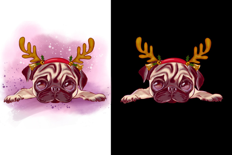 christmas-pug-with-horns-sublimation-dog-clipart