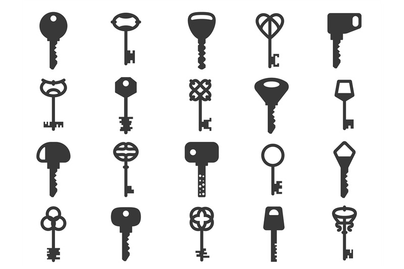 key-silhouettes-black-vintage-and-modern-shapes-retro-and-contempora