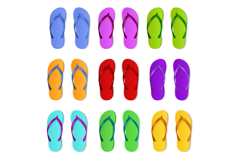 realistic-color-slippers-isolated-3d-bright-rubber-sandals-summer-sw