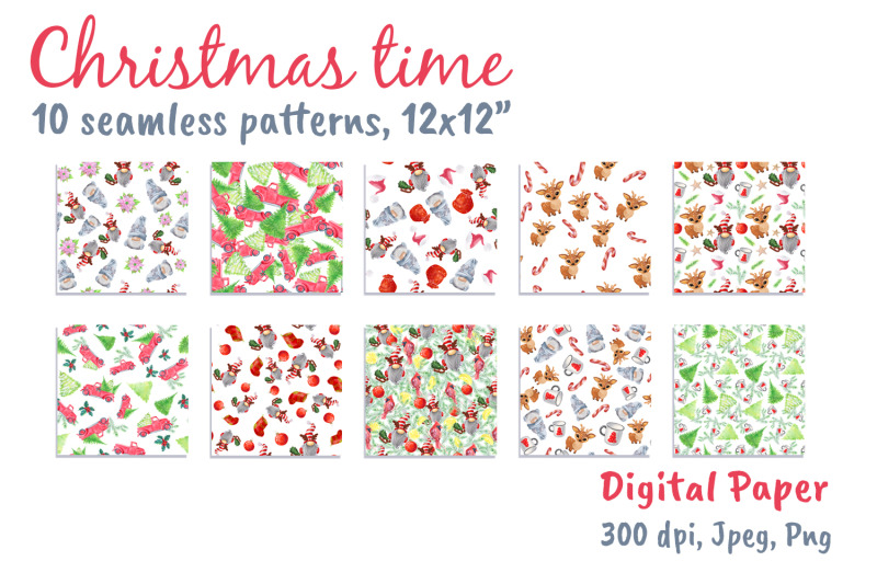 christmas-digital-paper-deer-seamless-pattern