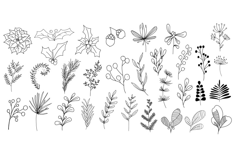 christmas-botanical-floral-doodles