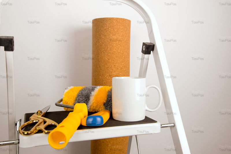 white-coffee-mug-mockup-with-home-repair-stepladder