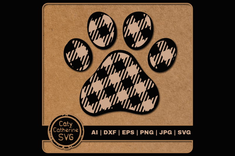 buffalo-plaid-pattern-dog-paw-print-svg-cut-file