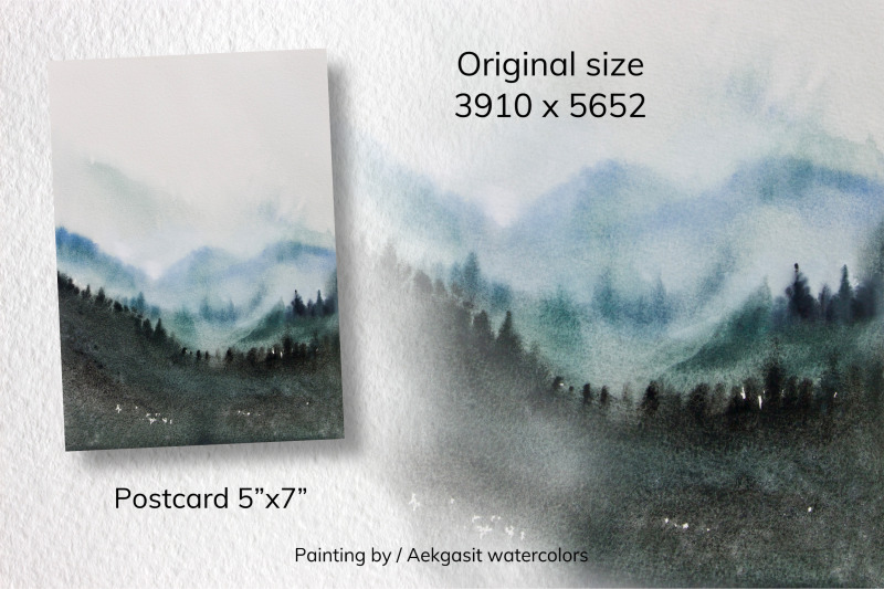 watercolor-background-of-a-pine-forest