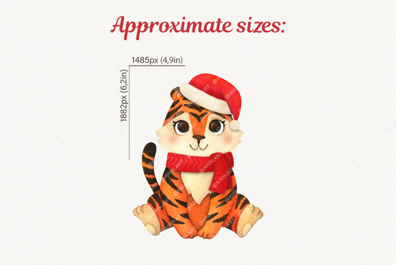 new-year-039-s-tiger-cubs-2022-christmas-watercolor-clipart