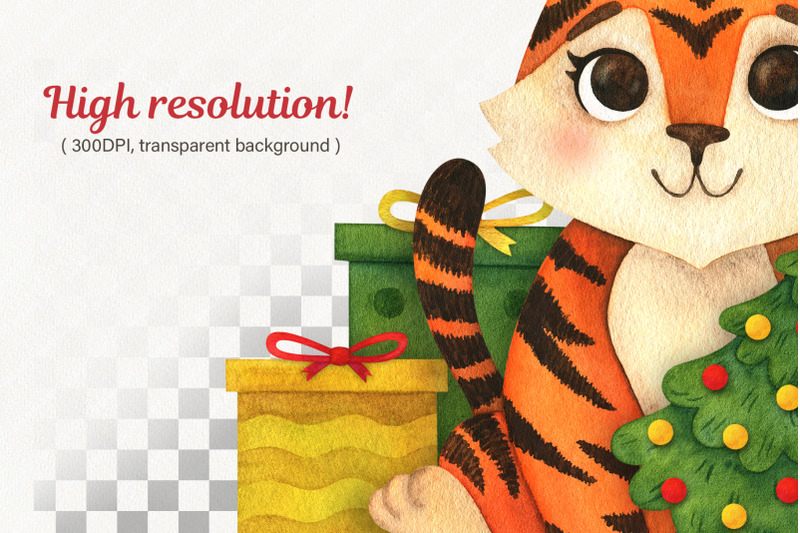 new-year-039-s-tiger-cubs-2022-christmas-watercolor-clipart