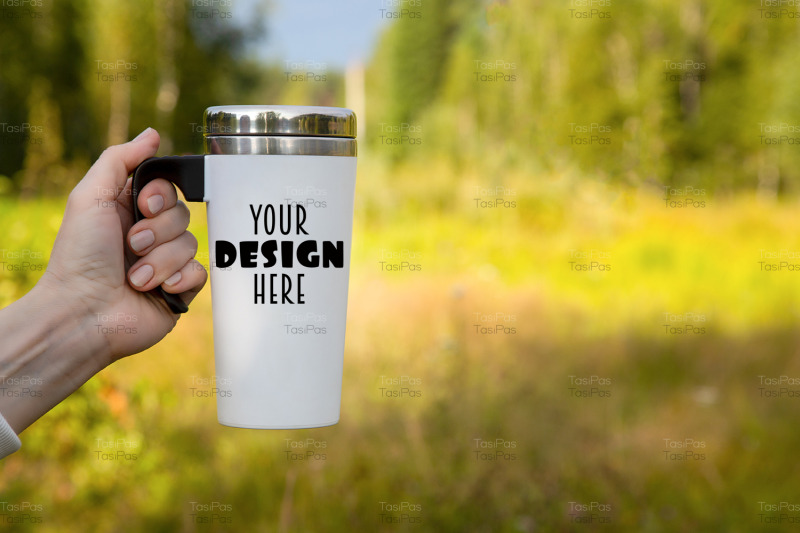 mockup-of-a-woman-handing-a-travel-mug