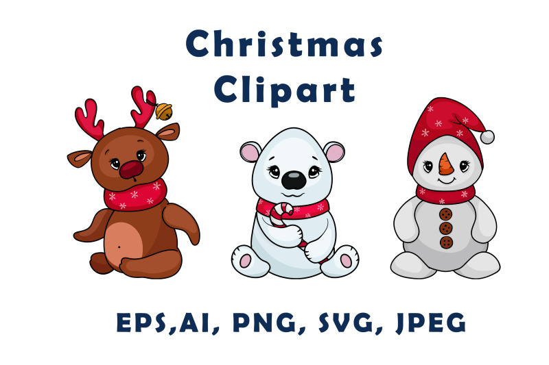 cute-christmas-characters-snowman-baby-deer-and-polar-bear