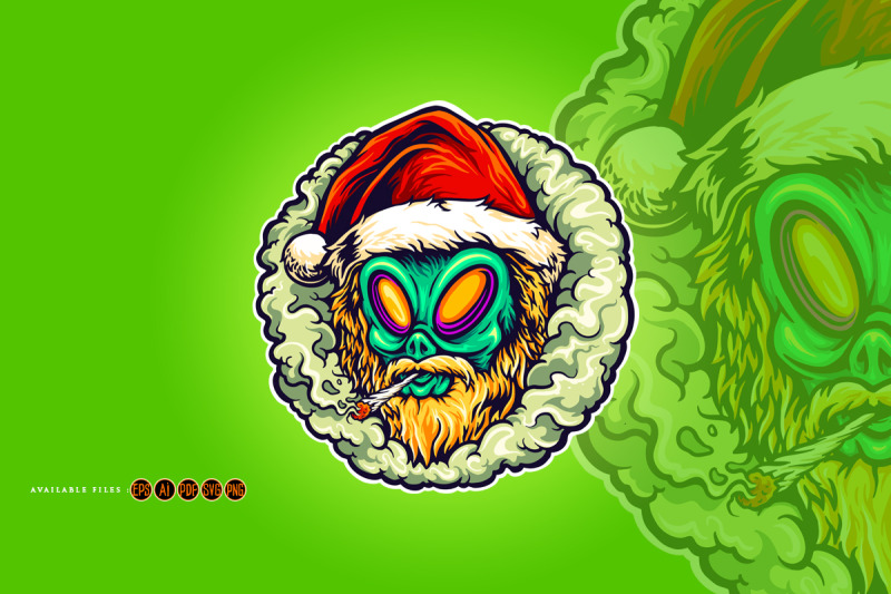 alien-hat-santa-weed-smoking-illustrations