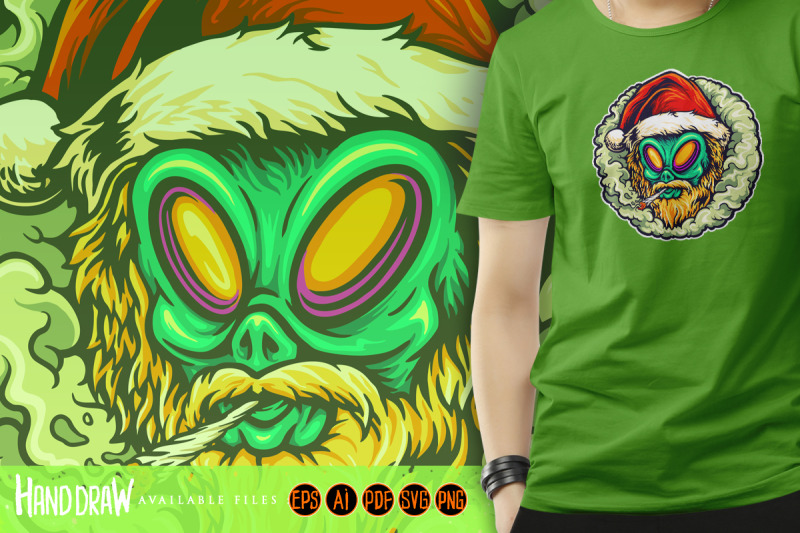 alien-hat-santa-weed-smoking-illustrations