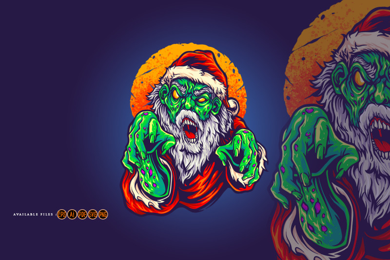 santa-claus-scream-zombie-illustrations