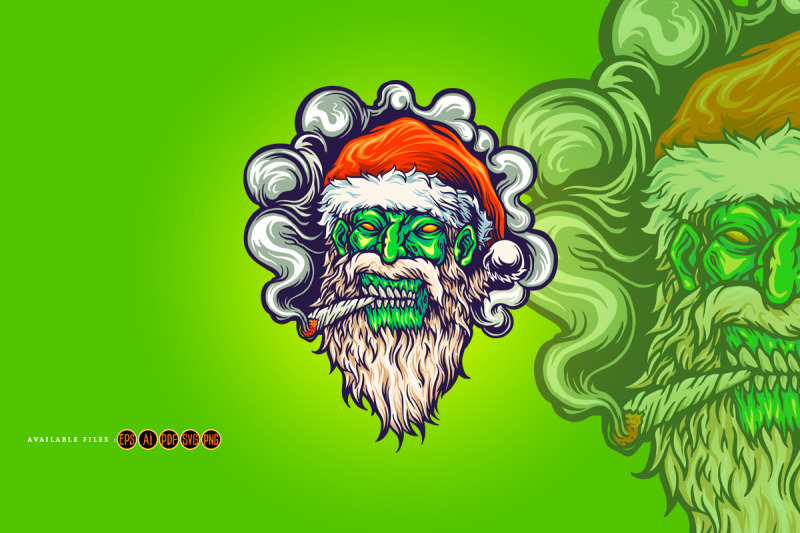 zombie-skull-santa-claus-christmas-cannabis-smoking