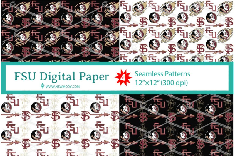 fsu-digital-paper-pack-4-fsu-seamless-patterns-bundle