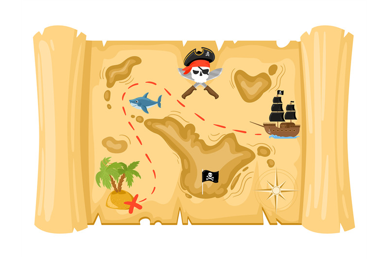 cartoon-pirate-treasure-map-old-ancient-papyrus-scroll-papyrus-parch