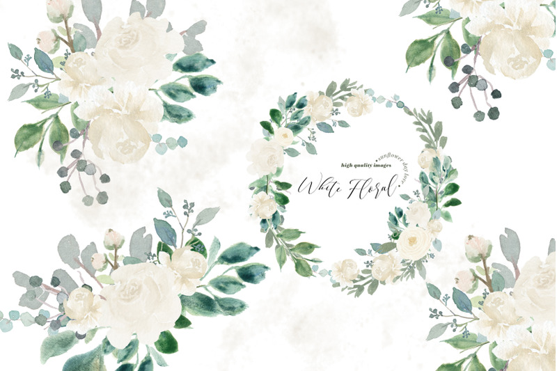 elegant-white-flowers-watercolor-clipart-greenery-white-floral-frame