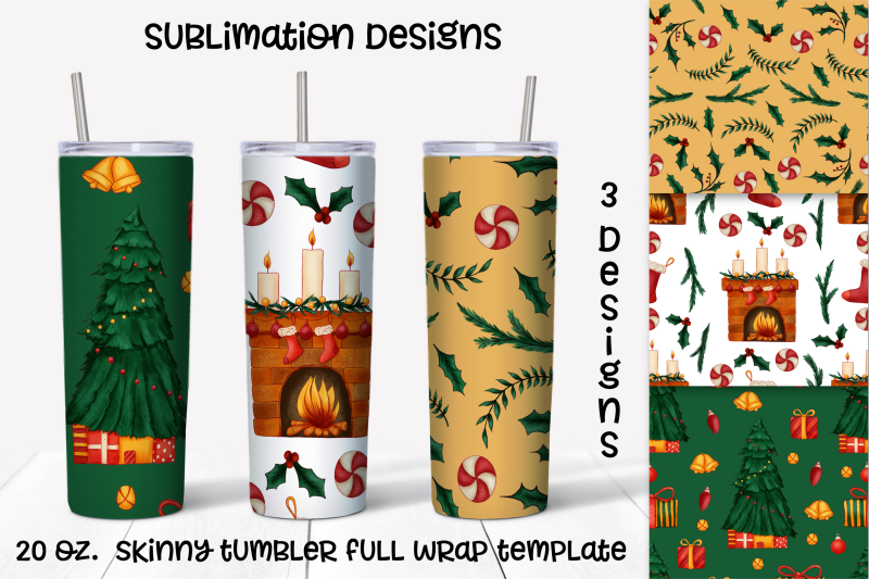 christmas-tree-and-fireplace-nbsp-sublimation-design-skinny-tumbler-wrap