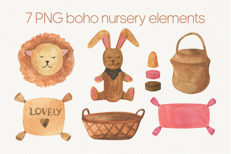 boho-nursery-watercolor-clipart