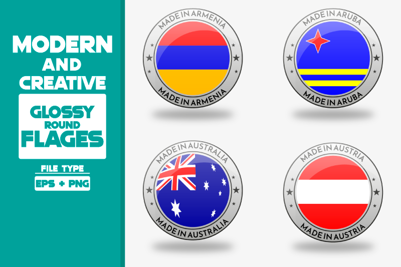 made-in-australia-modern-and-creative-round-glossy-flag-set