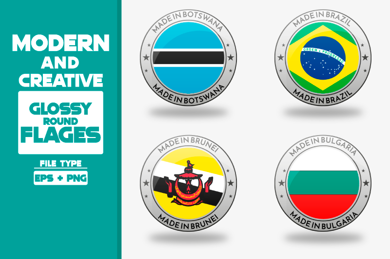 made-in-botswana-modern-and-creative-round-glossy-flag-set